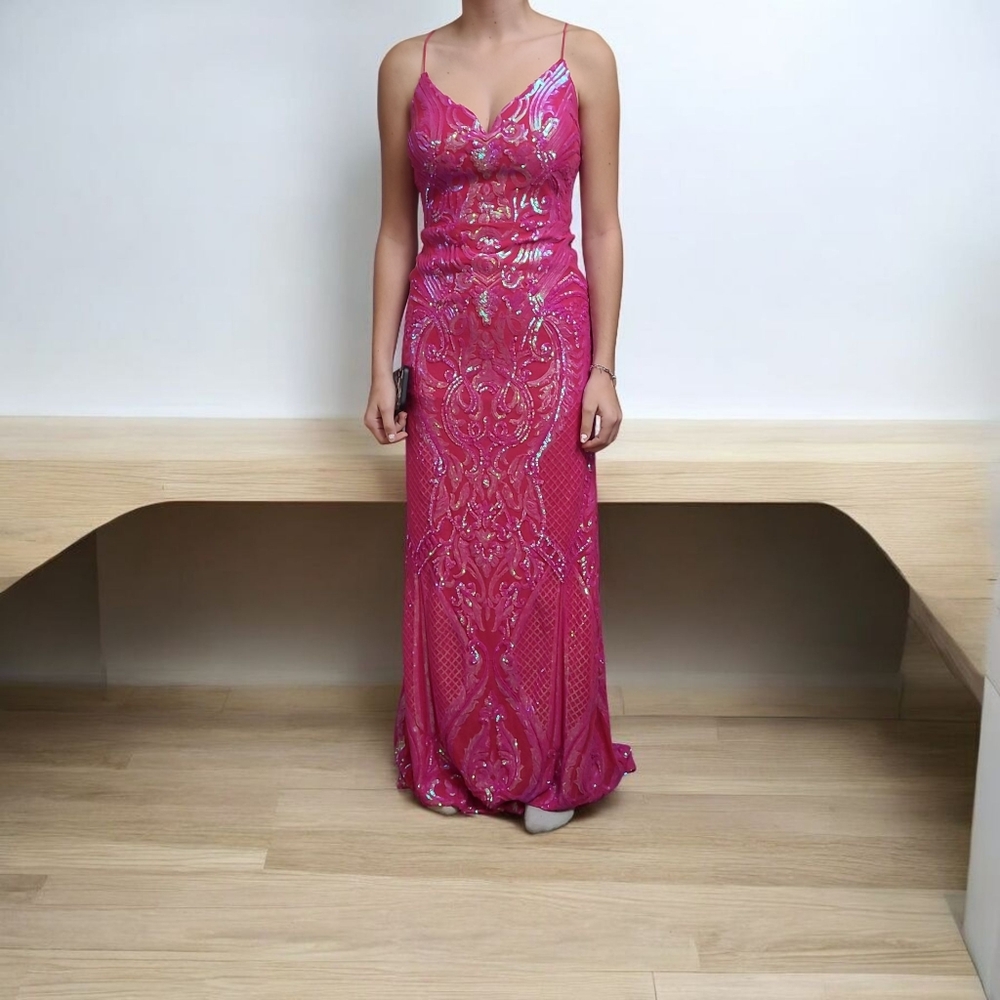 Windsor Elegant Pink Sequin Evening Gown NWOT